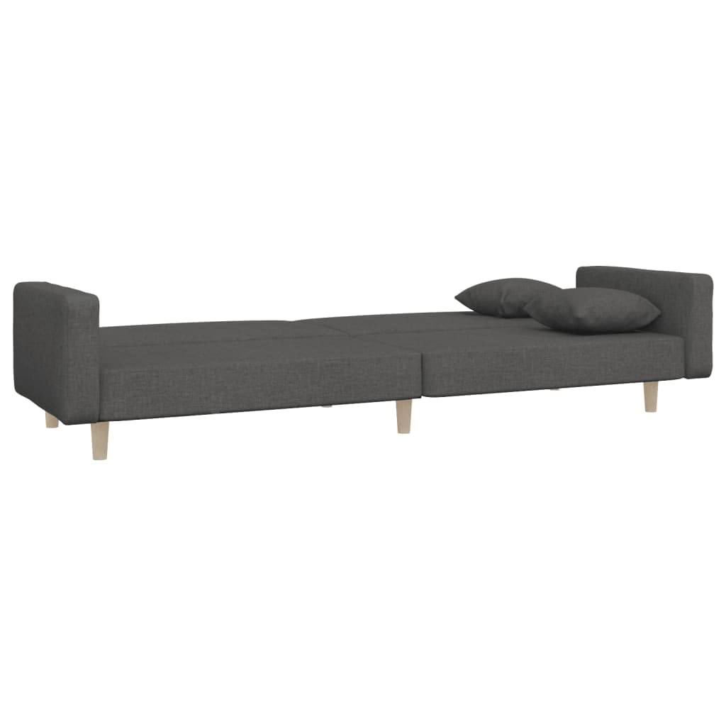 Divano Letto a 2 Posti con 2 Cuscini Grigio Scuro in Tessuto,Divano,Divano da Soggiorno,Design Moderno,Divano Posti Economico-375742