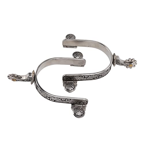 JAOCDOEN One Pair Boot Spurs Stainless Steel Vintage Leaf Patterned Cowboy Spurs for Outdoor
