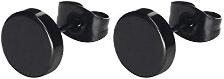 Simple Punk Round Triangle Bar Geometric Stud Earrings Women Mens Stainless Steel Ear Jewelry 3 Pairs/Pack-black - Image 4