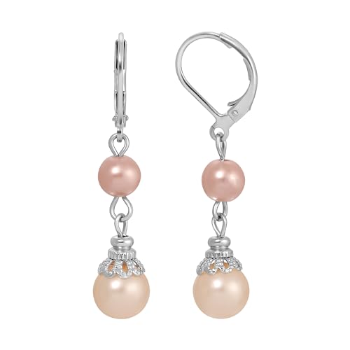 1928 Jewelry ���f�B�[�X �V���o�[�g�[�� Rosabella Raspberry & Peach �t�F�C�N�p�[�� �h���b�v�C�������O