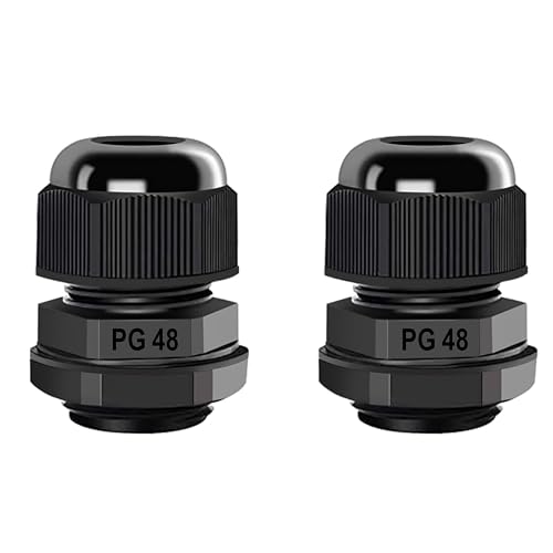 Image of Anyinn Cable Gland PG48 x 2pcs IP68 Waterproof Nylon Cable Connectors with Locknut and Gaskets, Suitable for 32mm - 44mm Cables