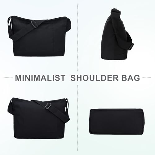 Image of VASCHY Canvas Messenger Tote Bag, Lightweight Casual Crossbody Slouchy Shoulder Hobo Side Bag for Men and Women