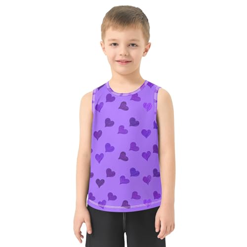 J JOYSAY Sketchy Heart Shape Purple Boys Tank Top Sleeveless Muscle Shirts Quick Dry Kids T-Shirts 3-15T2