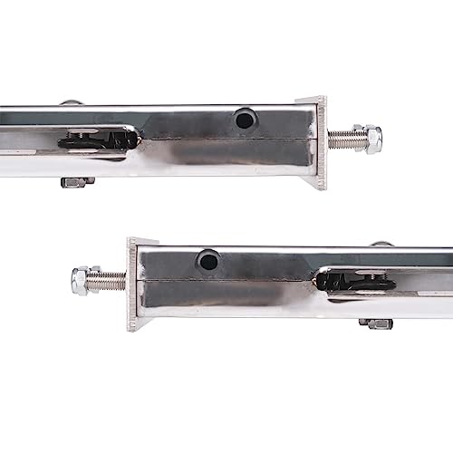 Image of Mud Flap Hangers for Semi Trucks, Stainless Steel, Length 30.0 inch, Bolt Spacing: 2-1 /2 inch, 3 Round Holes for Rear Lights, All in One Kit - Mirror Finished, Mud Flap Holders for Semi Trucks