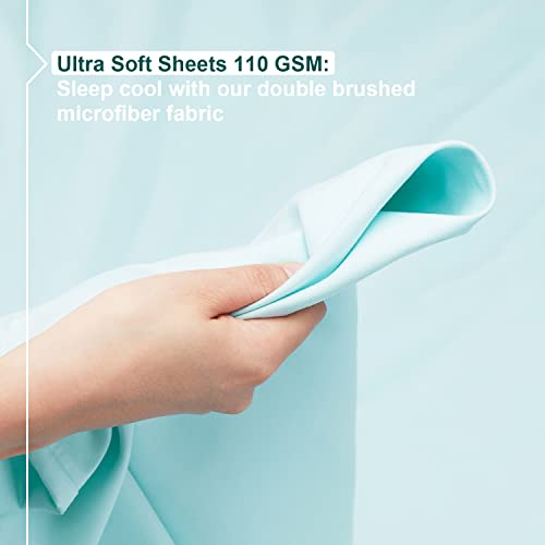 Empyrean Split King Sheets Set - 110 Gsm 7 Piece Bed Sheets For Split King Size Bed, Double Brushed Split King Size Sheets, Hotel Luxury Sheets, Soft Bedding Sheets & Pillowcases - Light Baby Blue #TOP3