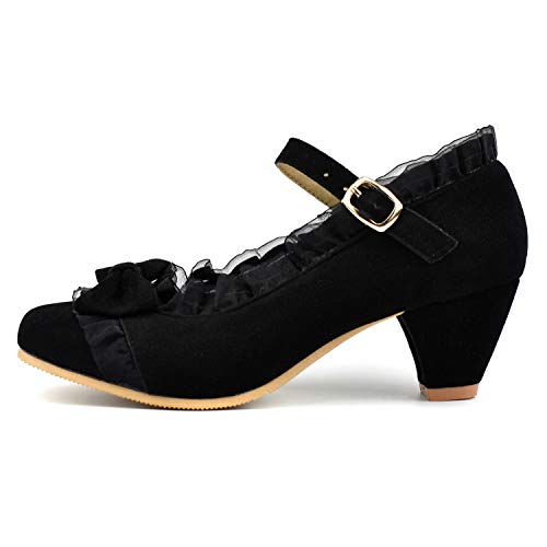 MFairy Women's Low Heel Mary Jane Shoes Vintage Cute Bow Cosplay Shoes2