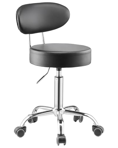 VEVOR Tabouret d'Atelier avec Dossier, Tabouret de Mécanicien sur roulettes Réglable, Capacité de Charge Maximale de 136 kg, Siège Pivotant à 360°, pour...
