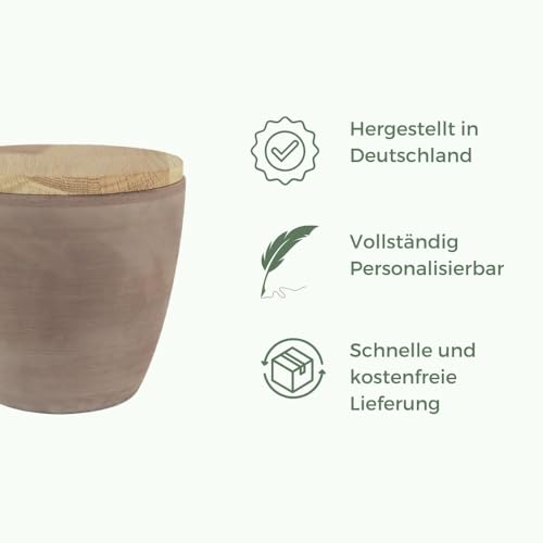 Animal Tree Keramik Tierurne Sandstein, personalisierbare Tierurne mit Holzdeckel für Hunde und Katzen, Für Tiere bis zu einem Lebendgewicht von ca. 15 kg