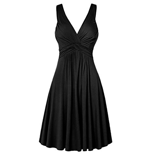 QIYUN.Z Womens Sleeveless Empire Waist Knit Sundress Dress Mini Dress Black L QIYUN.Z Womens Sleeveless Empire Waist Knit Sundress Dress Mini Dress Black L