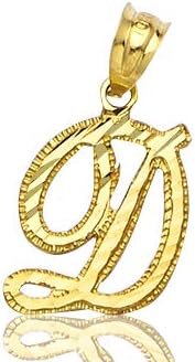 Amazon Lovebling 10 Kイエローゴールドダイヤモンドカット筆記体初期ペンダントチャームavailable Letters From A To Z ゴールド ネックレス 通販