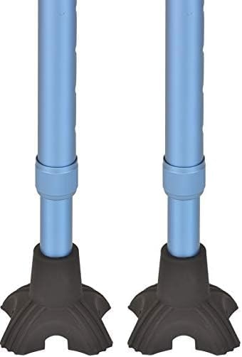 NOVA - Punta de bastón, punta cuádruple pequeña con tracción de agarre de goma para bastón para caminar, tamaño es de 3 x 3 pulgadas, se adapta a