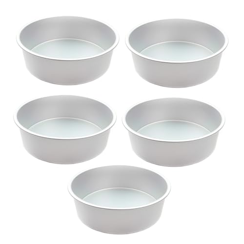 Wjsdsg 5 moldes de aleación de aluminio para tartas pequeñas para el hogar, fiestas, tartas de queso, moldes antiadherentes para cupcakes domésticos