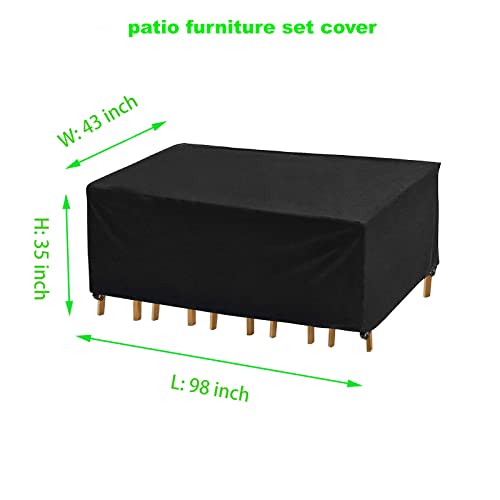 Ywwqybyq Patio Furniture Set Covers,98"(L) X 43"(W) X 35"(H),Patio Lawn Furniture Covers Waterproof Heavy Duty,Garden Rectangle Outdoor Table Cover,Large Loveseat Cover #TOP1