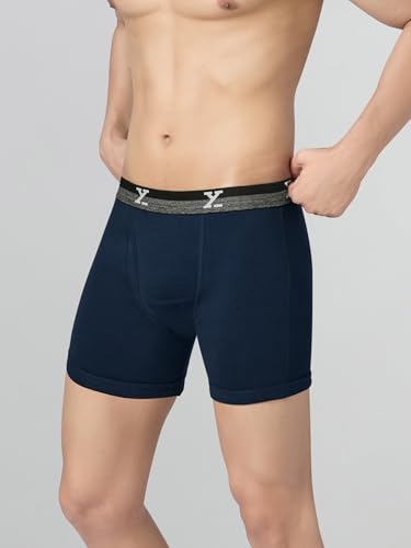 Image of XYXX Men's Nova Cotton Boxer Brief for Men Pack of 2 |Regular Fit with intellifresh No-Marks Waistband | Solid Underwear for Men Combo