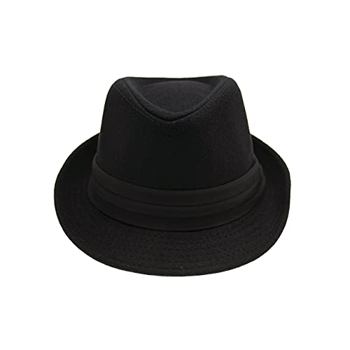 Men Classic Fedora-Hat Felt Manhattan-Gangster-Trilby With Band Unisex Women's Structured Trilby Fedora Hat Black #TOP7