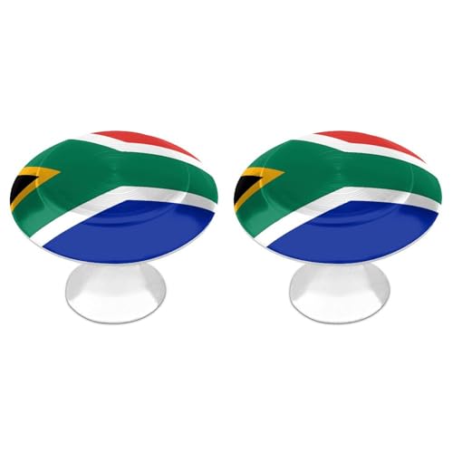 STVNKML South Africa Flag Cabinet Knobs 2 Pack Stainless Steel Drawer Pulls for Kitchen Cupboard, Dresser, Furniture Hardware (1.1x0.8 Inch), Rustic Decorative Door Handles with Screws