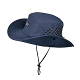 [LeafIn] メンズ ハット 帽子 ひよけ フィッシングハット テンガロン サファリ つば広 UVカット 登山 釣り 夏 秋 9228(ネイビー)