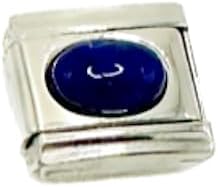 9mm Links Compatible with Italian Charms Bracelets, Stainless Steel & Blue Lapis Stone Italian Charm Bracelet Links