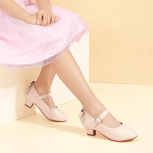 Image of PANDNAINJIA Girls Dress Shoes Toddler Heels Mary Jane Pumps