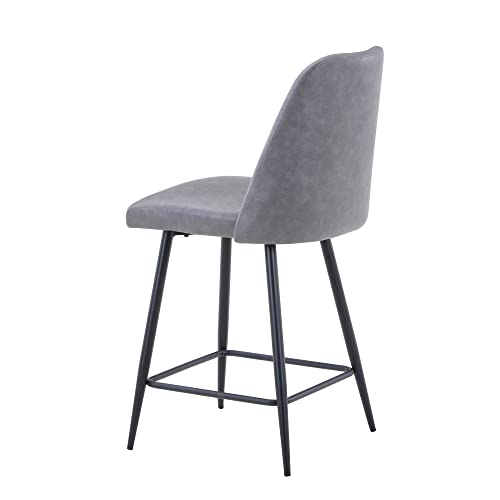 Jofran Inc Butaco Tapizado en Cuero Sintético Gris Altura de Mostrador Set de 2 Estilo Moderno miniatura 4