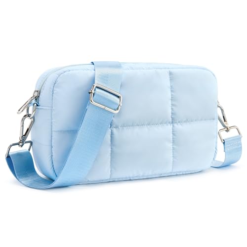 KALIDI FANCY FOREST Crossbody Bags for Women Crossbody Purse with Strap Lightweight Puffer quilted Shoulder Bag for Travel