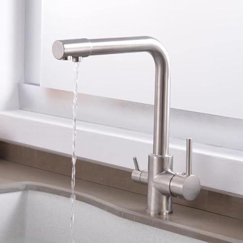 Robinet de cuisine en laiton avec purificateur d'eau pivotant or dessin