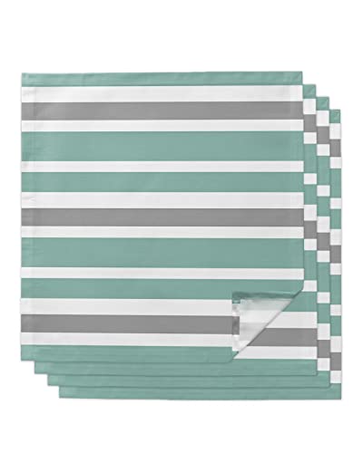 Servilletas de Tela Set de 4 Rayas Gris Turquesa 20x20 in miniatura 1