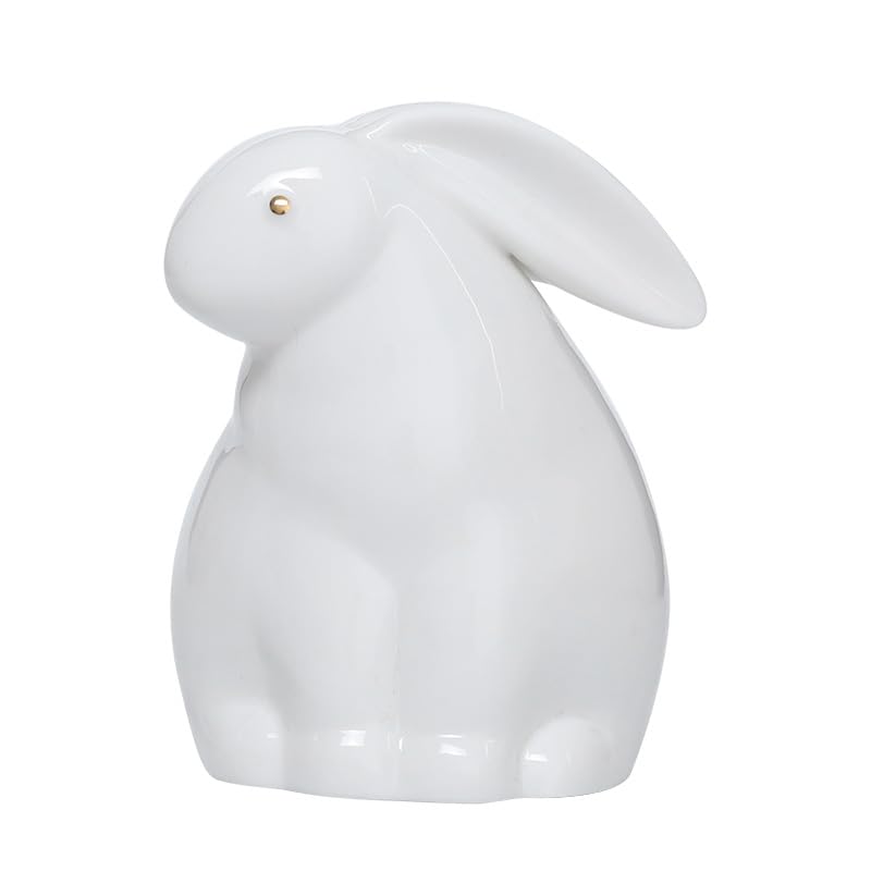 Figurina in ceramica Coniglio bianco Animale Scultura in porcellana bianca Ornamento Arti Decorazioni per la casa Ufficio Regalo di nozze