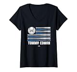 Womens Baseball American Flag Tommy Edman Los Angeles Baseball V-Neck T-Shirt