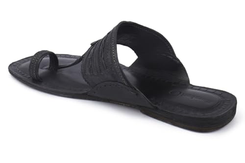Image of KORAKARI Mens Handmade Kolhapuri Chappal Smooth and Comfortable, Stylish Durable Anti Slip Design Flip Flops Slippers Genuine Leather Traditional Indian Footwear.