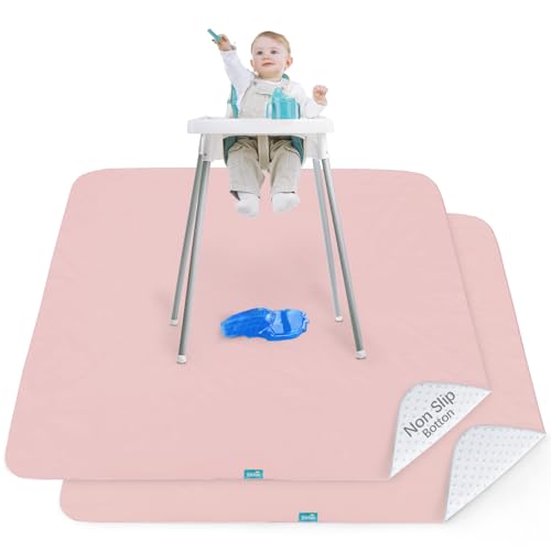 Image of Splat Mat 2 Pack for Under High Chair & Arts & Crafts & Eating Mess, Waterproof 42''×46'' Baby Playtime Anti-Slip High Chair Mat for Floor or Table, Reusable & Portable Splash Mat for Under High Chair