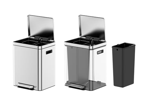 Bote de basura de cocina doble acero inoxidable 2x18L miniatura 4