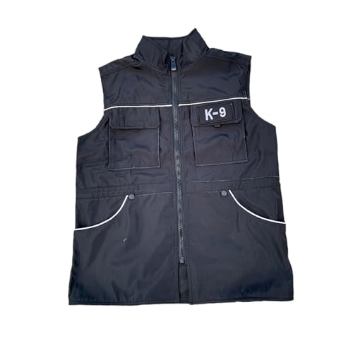 Hundetrainingsweste für Hundeführer, schützende, ärmellose Hundeführerjacke mit mehreren Taschen, wasserdicht, atmungsaktiv, reflektierend, Größe L
