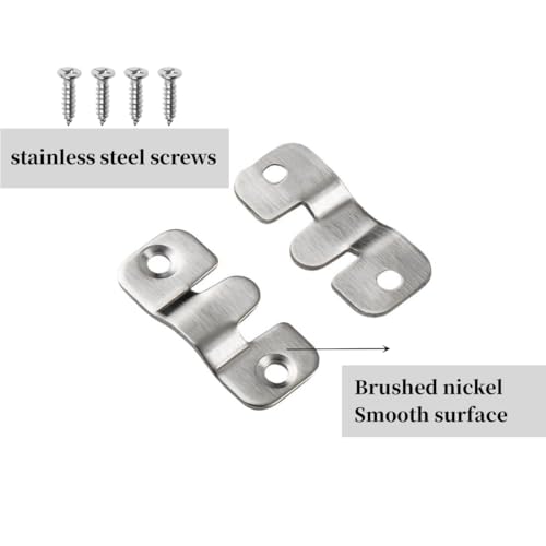 Image of Interlocking Flush Mount Bracket Picture Hanging Hooks Stainless Steel Heavy Duty Photo Frame Hook Large Picture Hanger Buckle Furniture Connector Headboard Wall Mounting Hardware（Silver8 Pairs）