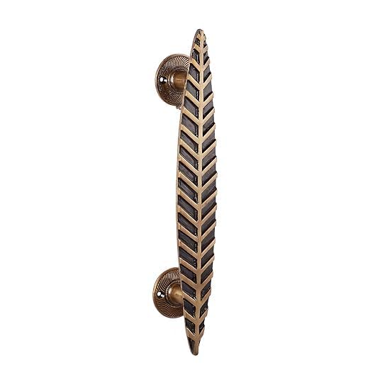 D Brasso Brass Leaf Design 12 Inches Door Handle, Handles for Main Door, Pull Handle (Standard, Multicolour, Pack of 1).
