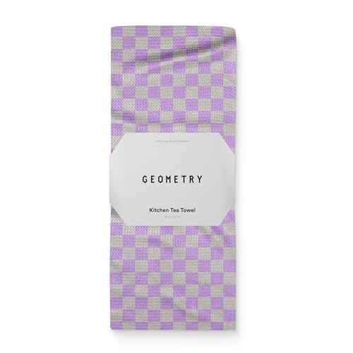 GEOMETRY Spring Kitchen Towels - Quick Dry Microfiber Cloth Spring & Summer Dish Towels for Kitchen Drying - Premium Quick Dry Towel - Lilac Checkin, 18" x 30" - 1-Pack