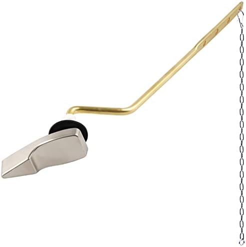 Hygie Rinse Universal Toilet Trip Lever Toilet Tank Side/Angle Mount Handle with 1pc Stainless Steel Flapper Chains, Toilet Flush Lever Handle Toilet Handle Replacement Kit, Brushed Nickel