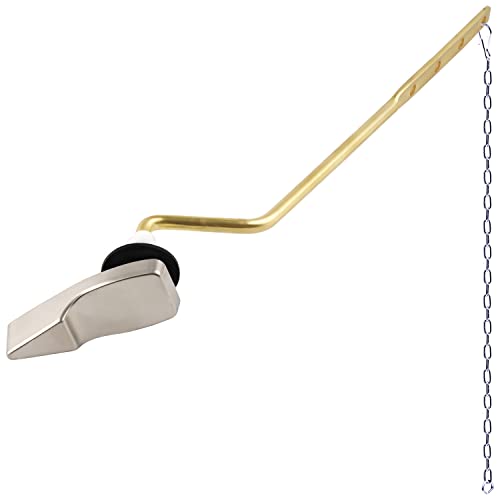 Hygie Rinse Universal Toilet Trip Lever Toilet Tank Side/Angle Mount Handle With 1Pc Stainless Steel Flapper Chains, Toilet Flush Lever Handle Toilet Handle Replacement Kit, Brushed Nickel #TOP2