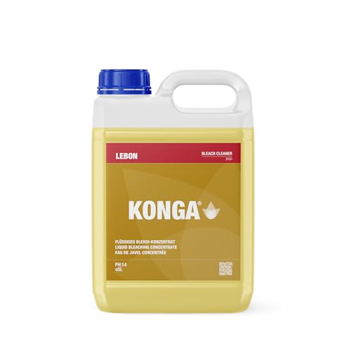 Konga Bleach Chloorreiniger en witmaker met bloemengeur, 5 liter jerrycan, effectiever tegen vuil en geuren, voor sanitaire ruimtes, vloeren en witte was