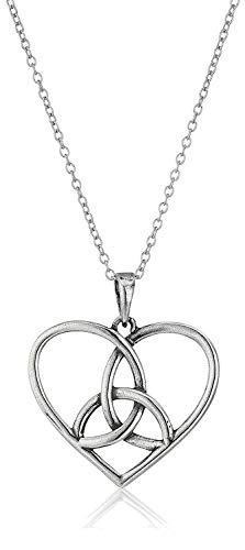 MORGAN & PAIGE Oxidized 925 Sterling Silver Celtic Triquetra Trinity Knot Heart Pendant Necklace, 18