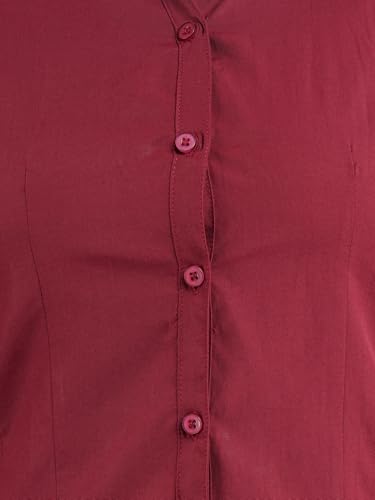 Image of Skyla Women's Cotton Rich Formal Shirt | 3 /4 Sleeve Office Wear | Regular Fit Business Casual Workwear
