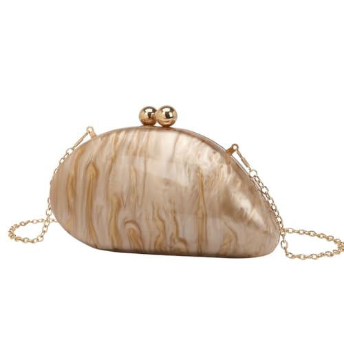 Image of Acrylic Shell Shaped Bag Luxury Marble Clutch Evening Purses for Women Glitter Handbag for Wedding Cocktail Party Prom