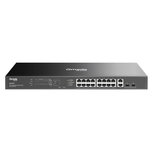 Image of TP-Link Omada 16 Port Gigabit Easy Managed PoE Switch, 250W Budget, PoE+ Compliant, Up to 250m Distance, Auto Recovery, VLAN, Loop Prevention, with Fan (ES220GMP)