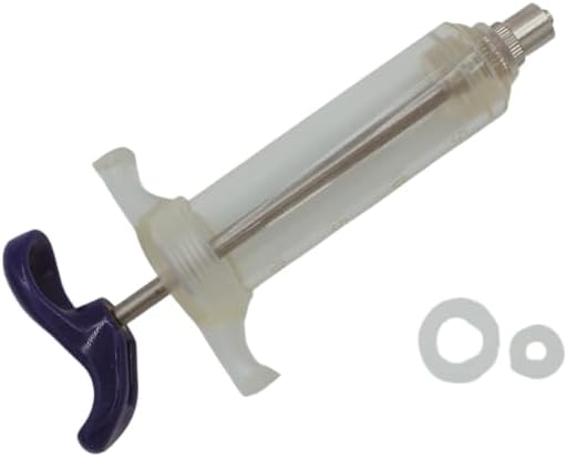 Reusable Veterinary Syringe Without Dose Nut – 10cc, 20cc, 30cc, 50cc | Durable Plastic Barrel | Luer-Lock & Luer-Slip Compatible | For Livestock, Equine, and Veterinary Use (20cc)