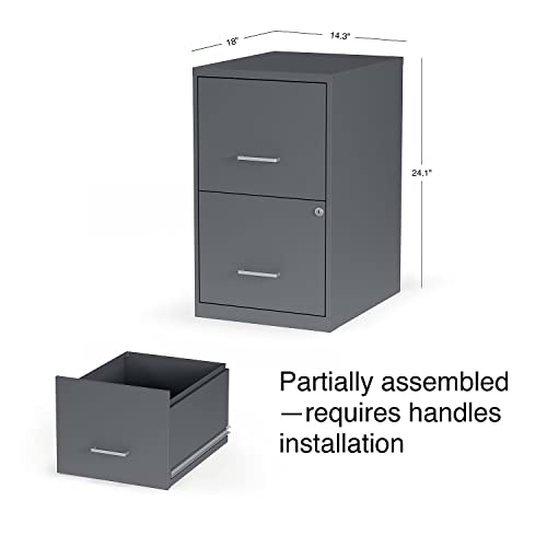 Office Designs 2 Drawer Vertical File Cabinet, Graphite, Letter, 18''D (14443/17783) - Thumbnail 6