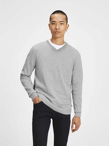 JACK & JONES Herren JJEBASIC Knit V-Neck, Light Grey Melange, XXXL – Ansicht 2