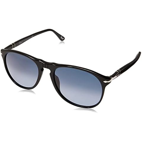 Persol Men's 0PO9649S Sunglasses, Black/Blue Shaded, 55 Cover