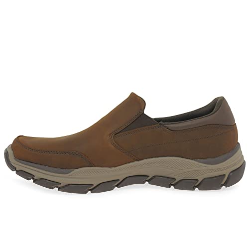 Skechers 204480 BBK, Basket Homme, Cuir Marron Foncé W Synthétique, 45 EU