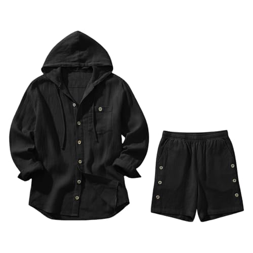 Vêtement en lin homme léger contre la chaleur avec short et chemise douillette