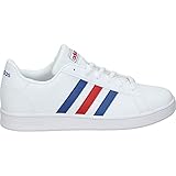 Schnürverschluss adidas Unisex Grand Court K Tennisschuhe, Weiß Blau Rot Ftwbla Azurea Escarl, 39 1/3 EU